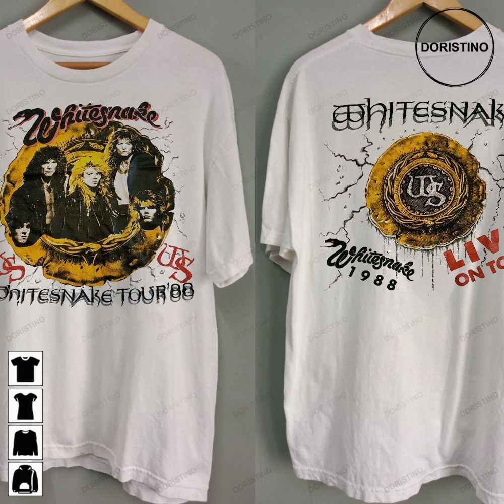 Vintage Whitesnake Tour 1988 Whitesnake Live On Tour 1988 Whitesnake Whitesnake Band Tee Rock Concert Tee Trending Style