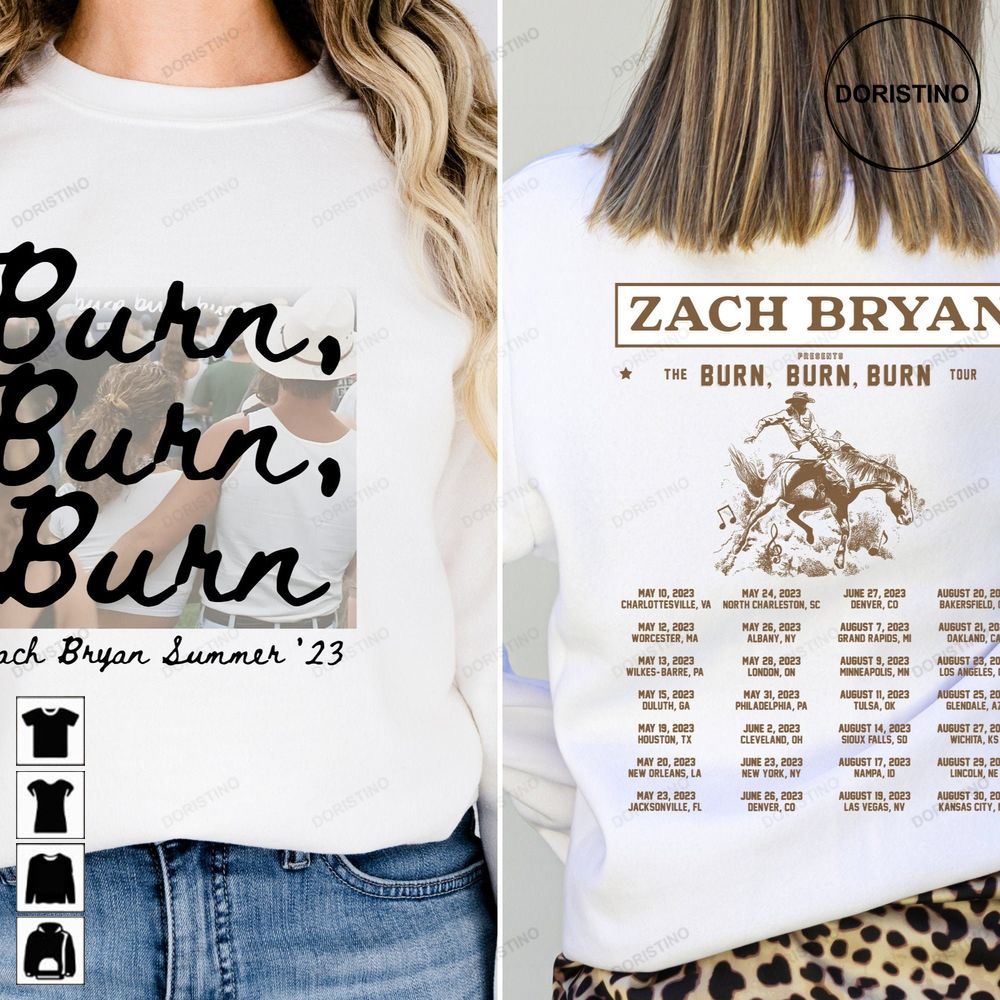 Zach Bryan Burn Burn Burn Tour Zach Bryan Graphic Front And Back Zach Bryan Zach Bryan Fan Gift Ver Limited Edition T-shirts