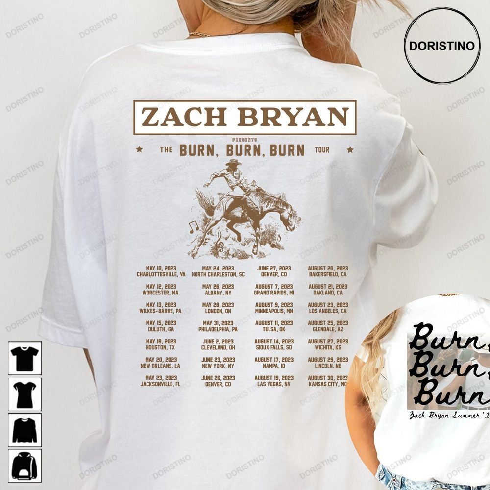 Zach Bryan Burn Burn Burn Tour Zach Bryan Graphic Front And Back Zach Bryan Zach Bryan Fan Gift Limited Edition T-shirts