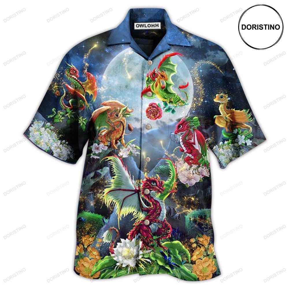 Dragon Flowers Love Life To The Moon Hawaiian Shirt