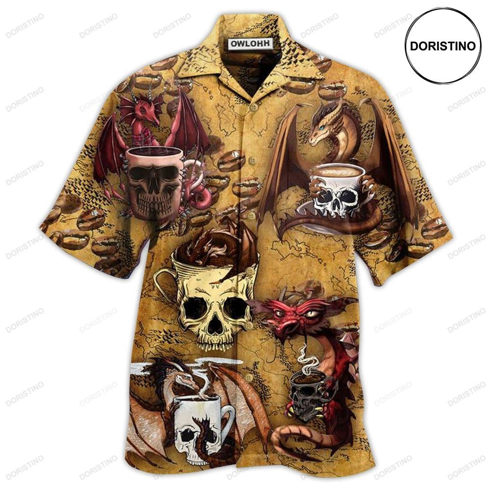 Dragon Love Coffee And Skull Hawaiian Shirt