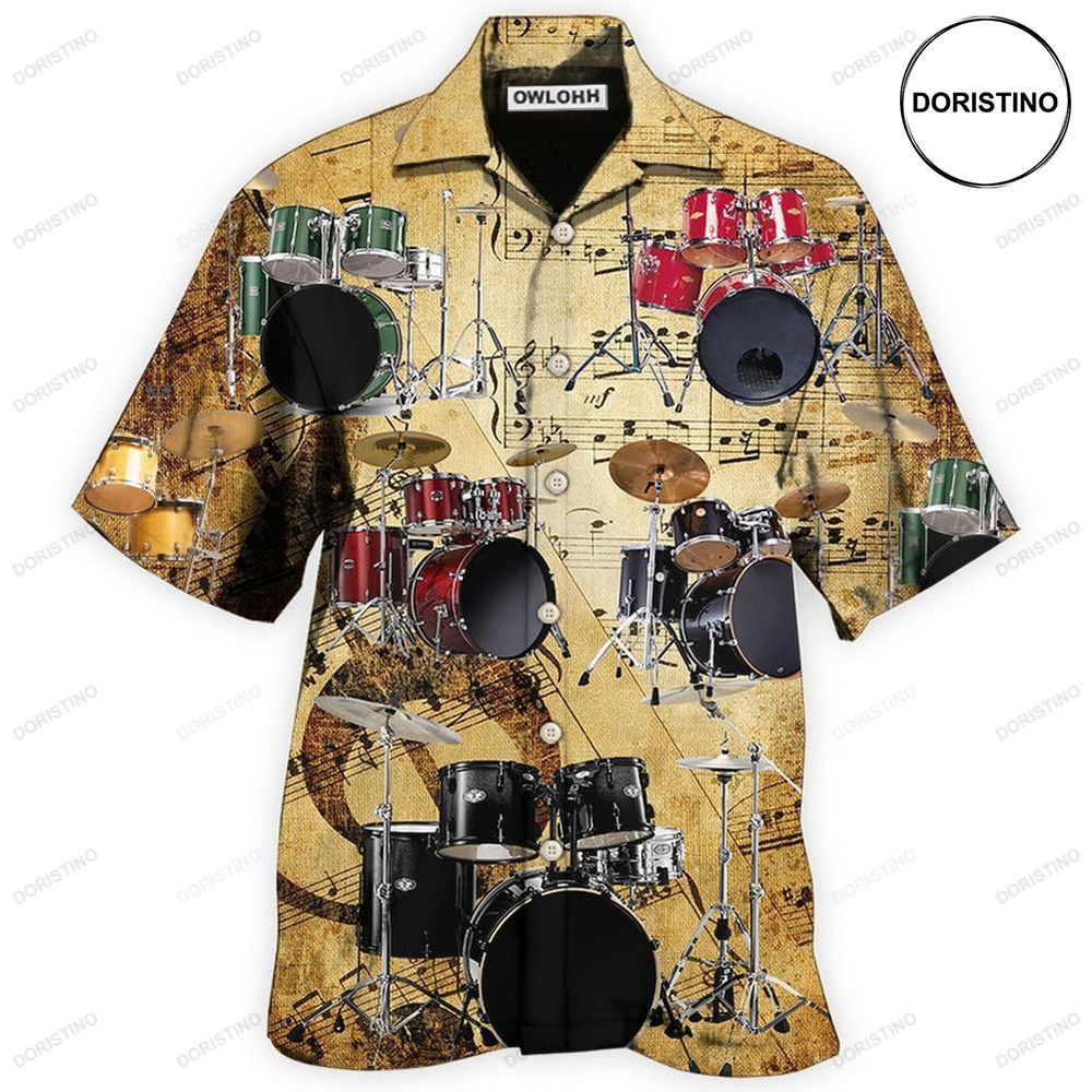 Drum Music Note Vintage Awesome Hawaiian Shirt