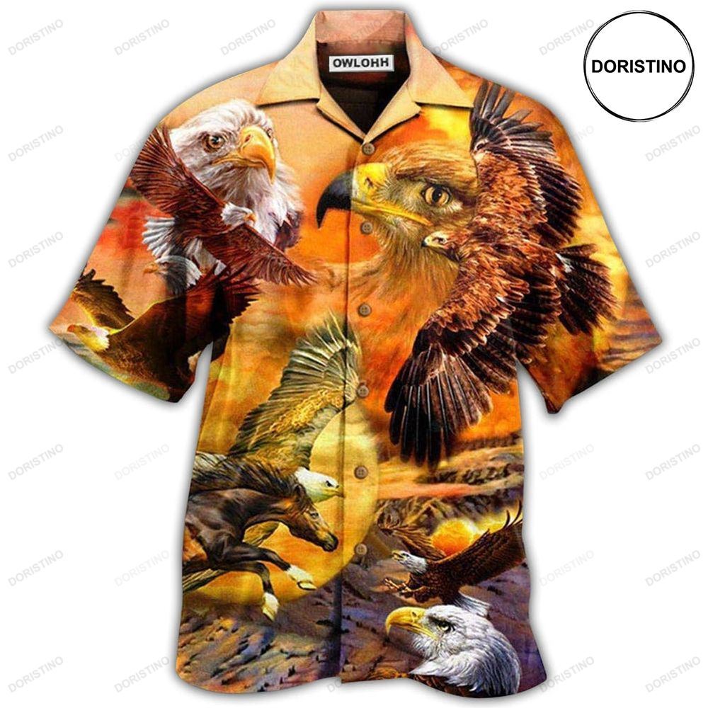 Eagle Flying In The Sunset Sky Awesome Hawaiian Shirt