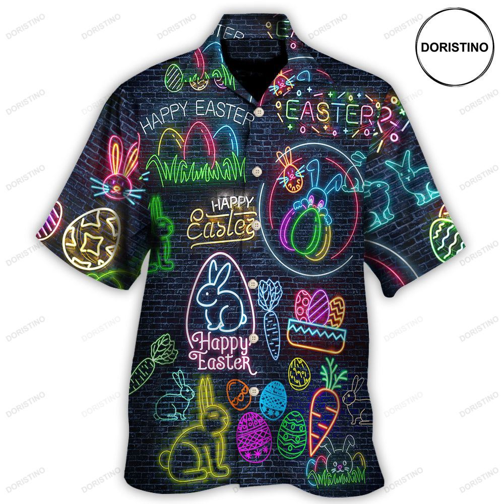 Easter Is Coming Rabbit Neon In Black Limited Edition Hawaiian Shirt