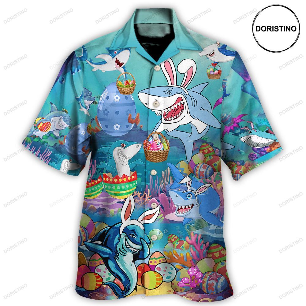 Easter Shark Let's Enjoy Easter With Sharks Awesome Hawaiian Shirt