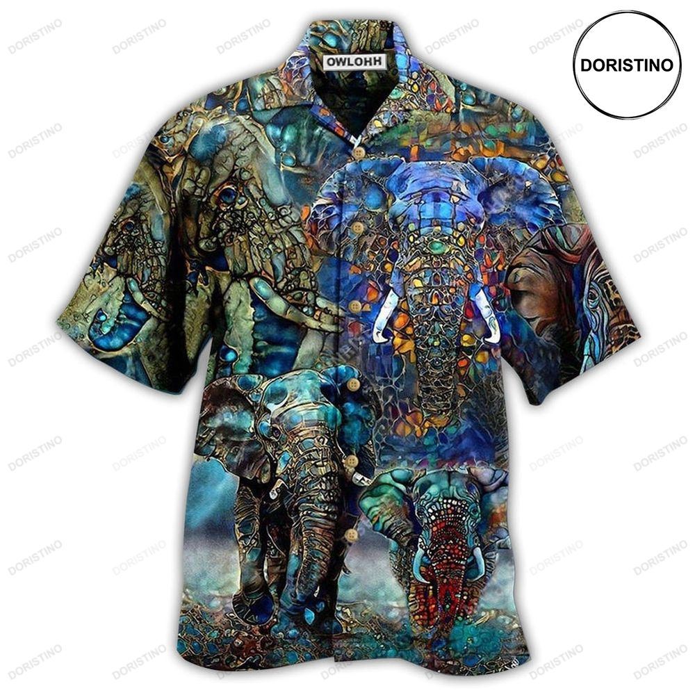 Elephant Love Forest Color Hawaiian Shirt