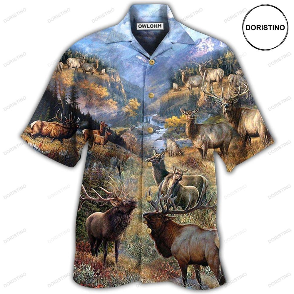 Elk Animals Beautiful Country Hawaiian Shirt