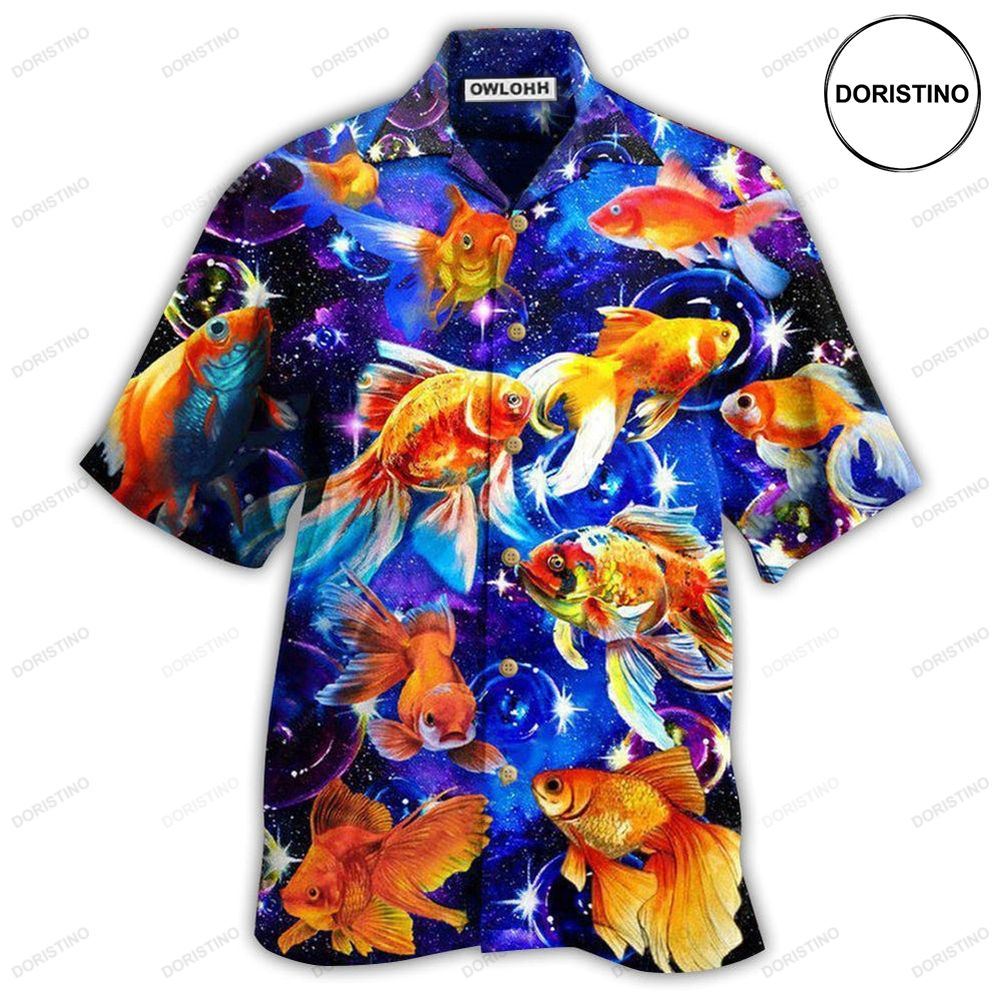 Fish Goldfish In The Galaxy Hawaiian Shirt