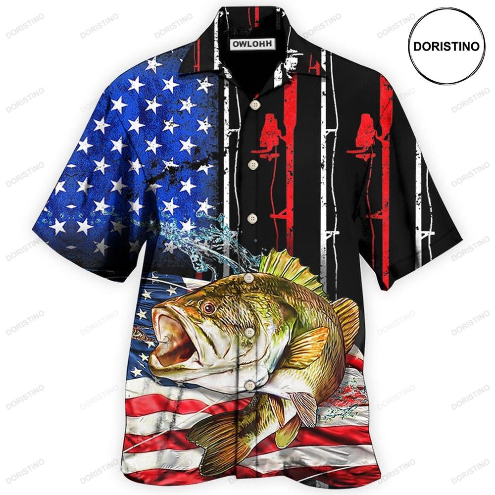 Fishing Amazing Us Flag Limited Edition Hawaiian Shirt