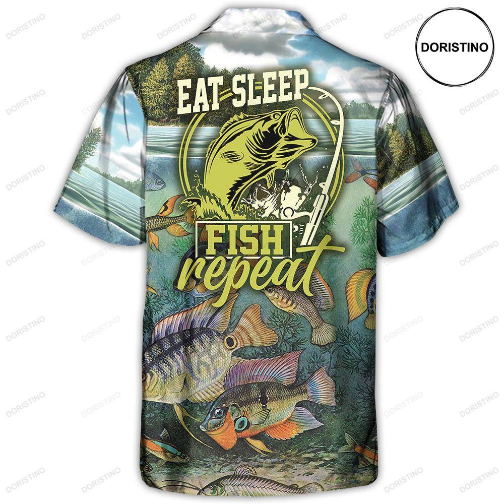 Fishing Eat Sleep Fish And Repeat Awesome Hawaiian Shirt