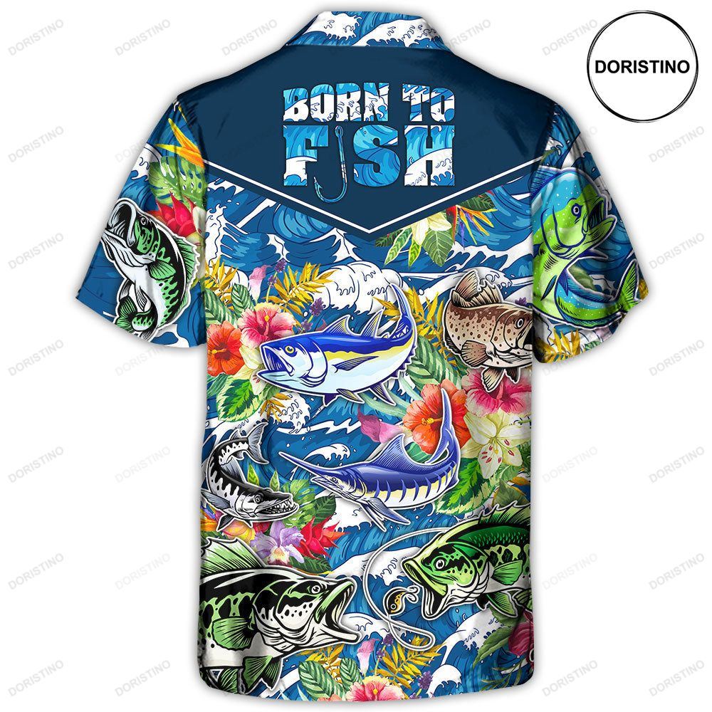 Fishing Hunting Born To Fish Tropical Vibe Awesome Hawaiian Shirt