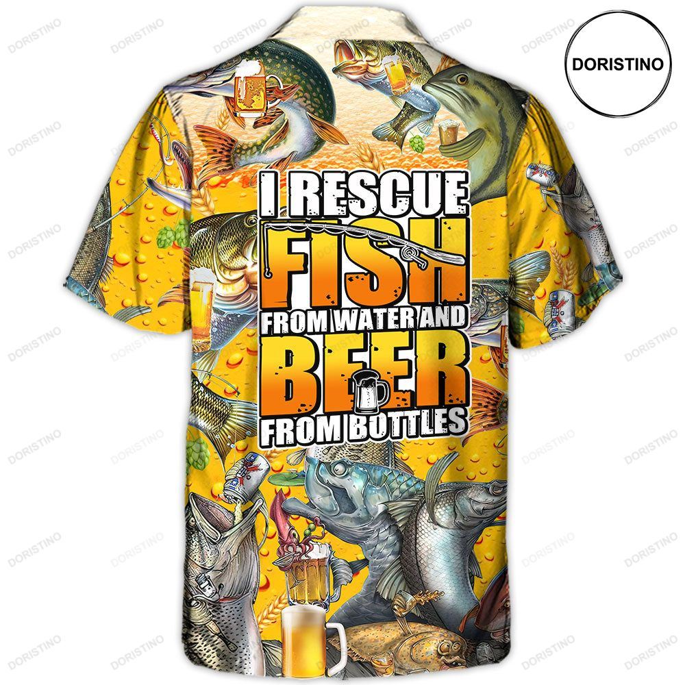 Fishing I Rescue Fish From Water And Beer From Bottles Limited Edition Hawaiian Shirt