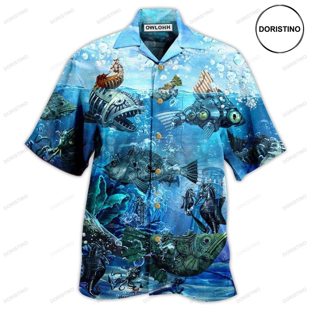 Fishing Ocean Undersea Steampunk Fish Limited Edition Hawaiian Shirt