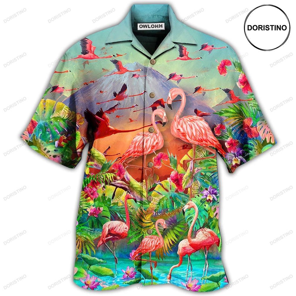 Flamingo Couple Love Hawaiian Shirt