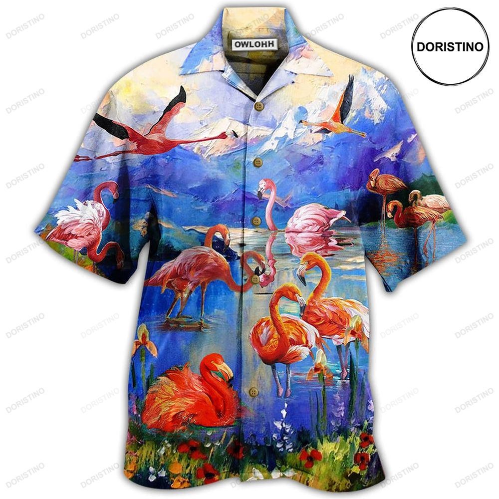 Flamingo Fly To Hawaii Awesome Hawaiian Shirt