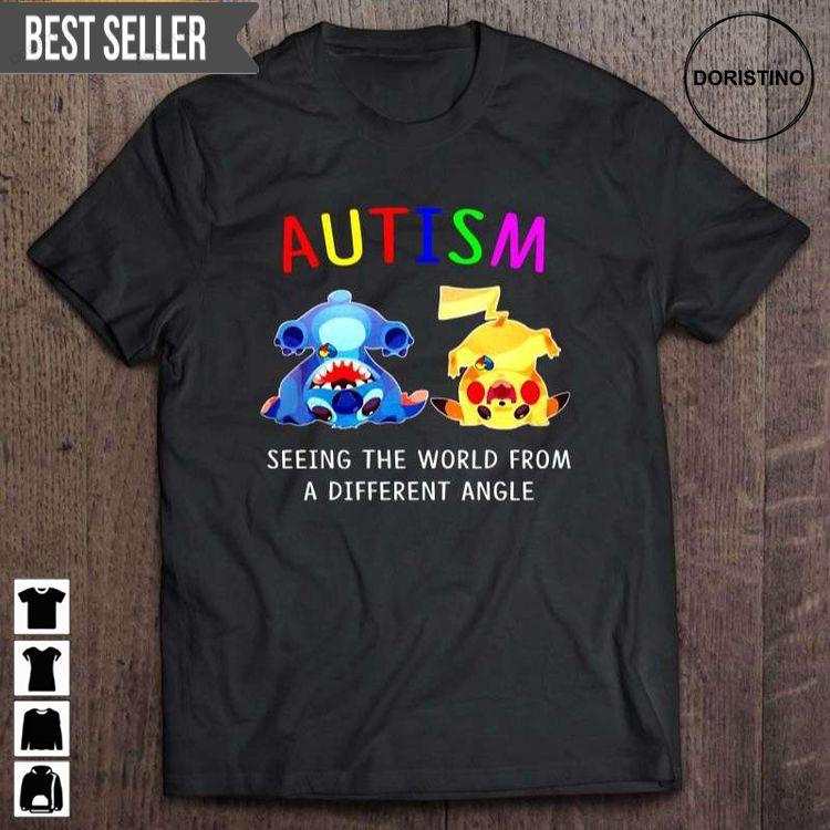 Autism Seeing The World From A Different Angle Stitch And Pikachu Short Sleeve Doristino Awesome Shirts