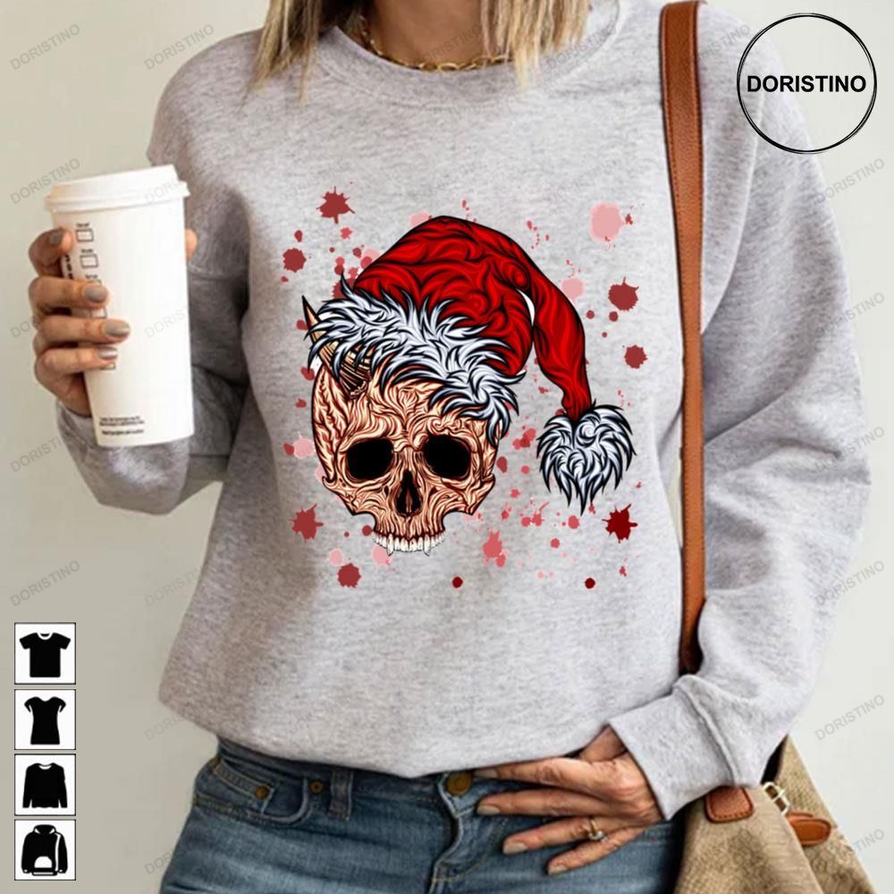 New Year Skull With Splashes Blood Chirstmas Limited Edition T-shirts