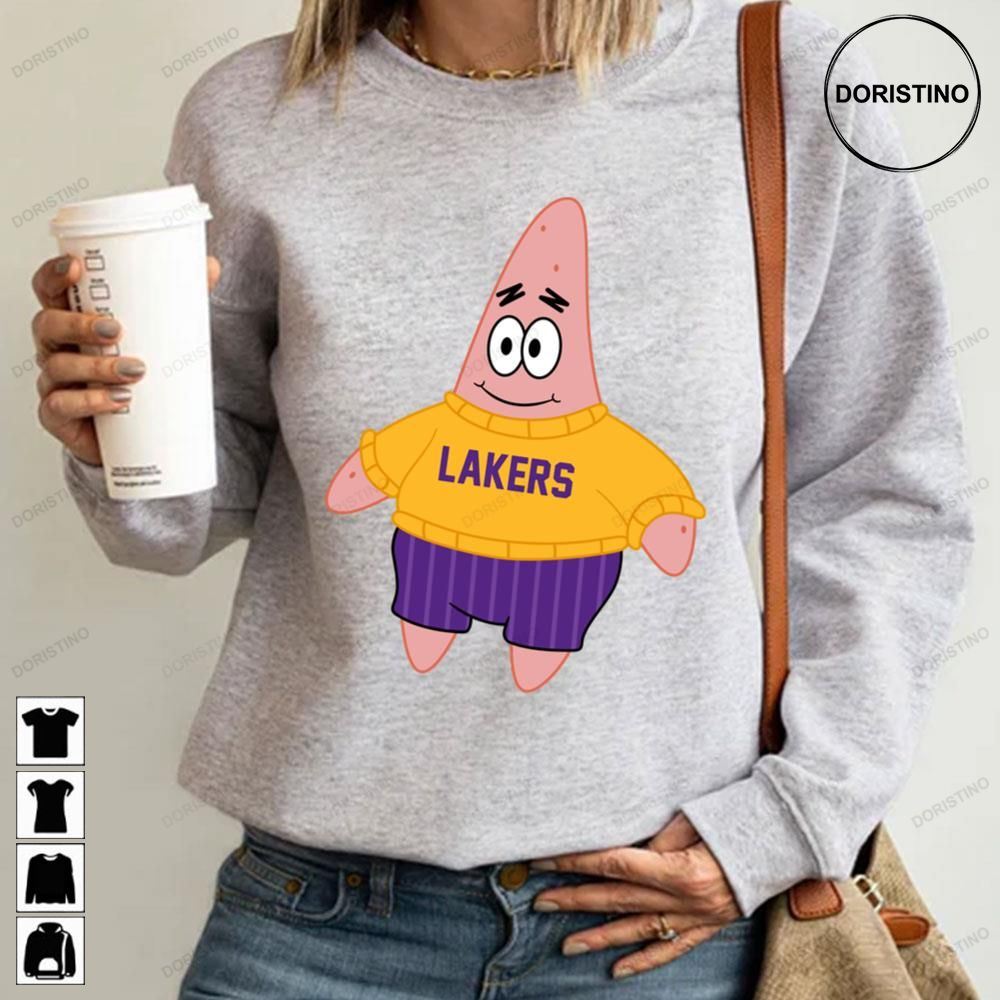 Patrick Spongebob Los Angeles Lakers Basketball Funny Awesome Shirts