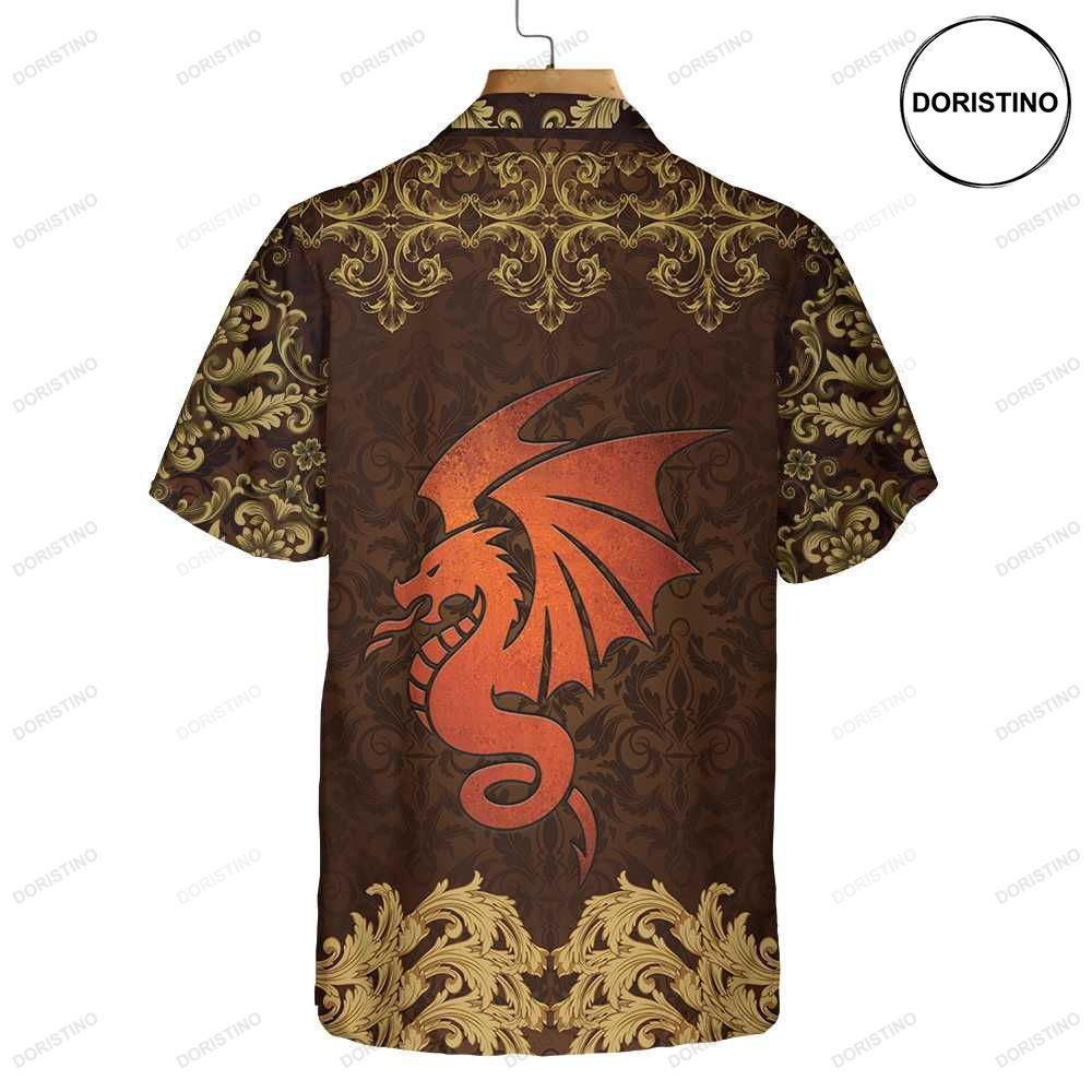 Baroque Dark Brown Dragon Vintage Pattern Dragon Hawaiian Shirt