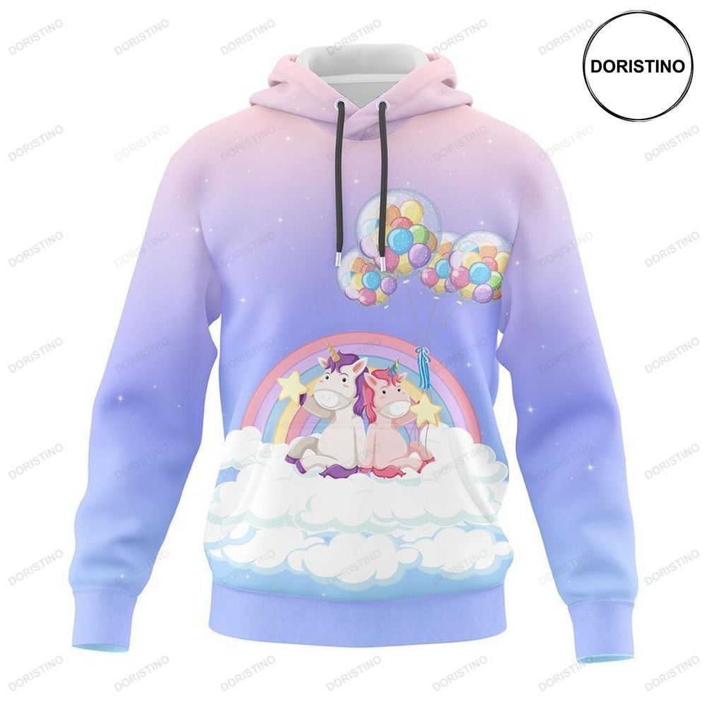 Unicorn Sit On Clouds Rainbow Balloons Lgbt V2 Limited Edition 3d Hoodie