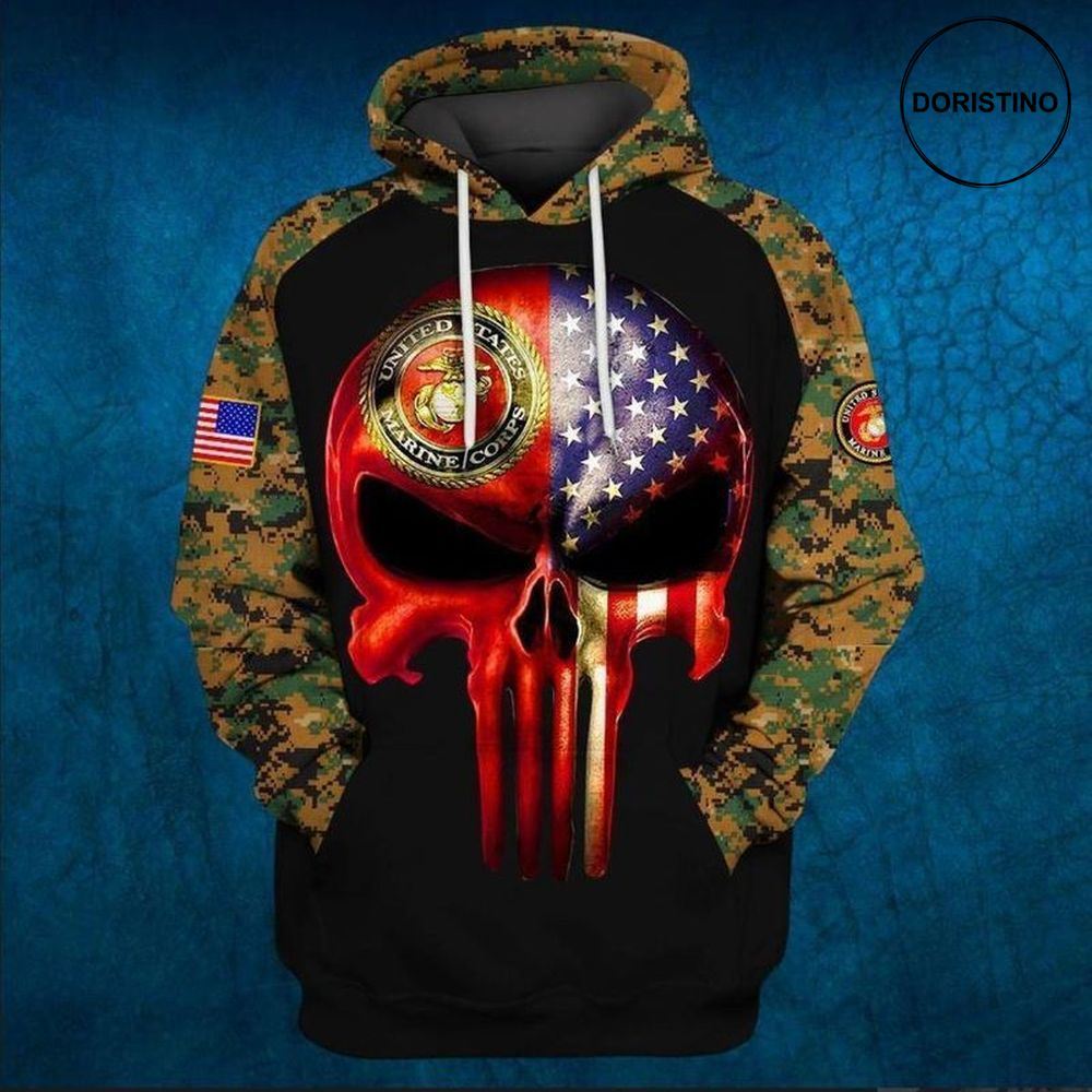 Usa Marine Corps Camo American Skull Limited Edition 3d Hoodie