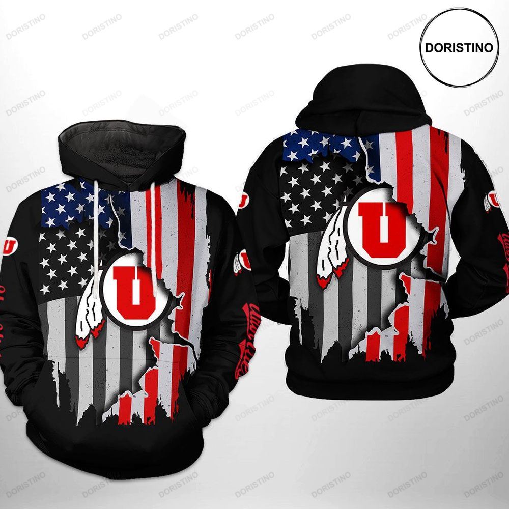 Utah Utes Ncaa Us Flag Limited Edition 3d Hoodie