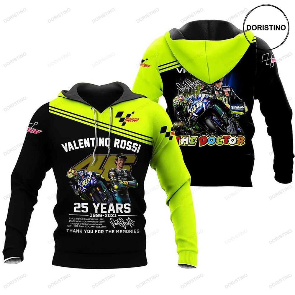 Valentino Rossi 25 Years Moto Gp Awesome 3D Hoodie