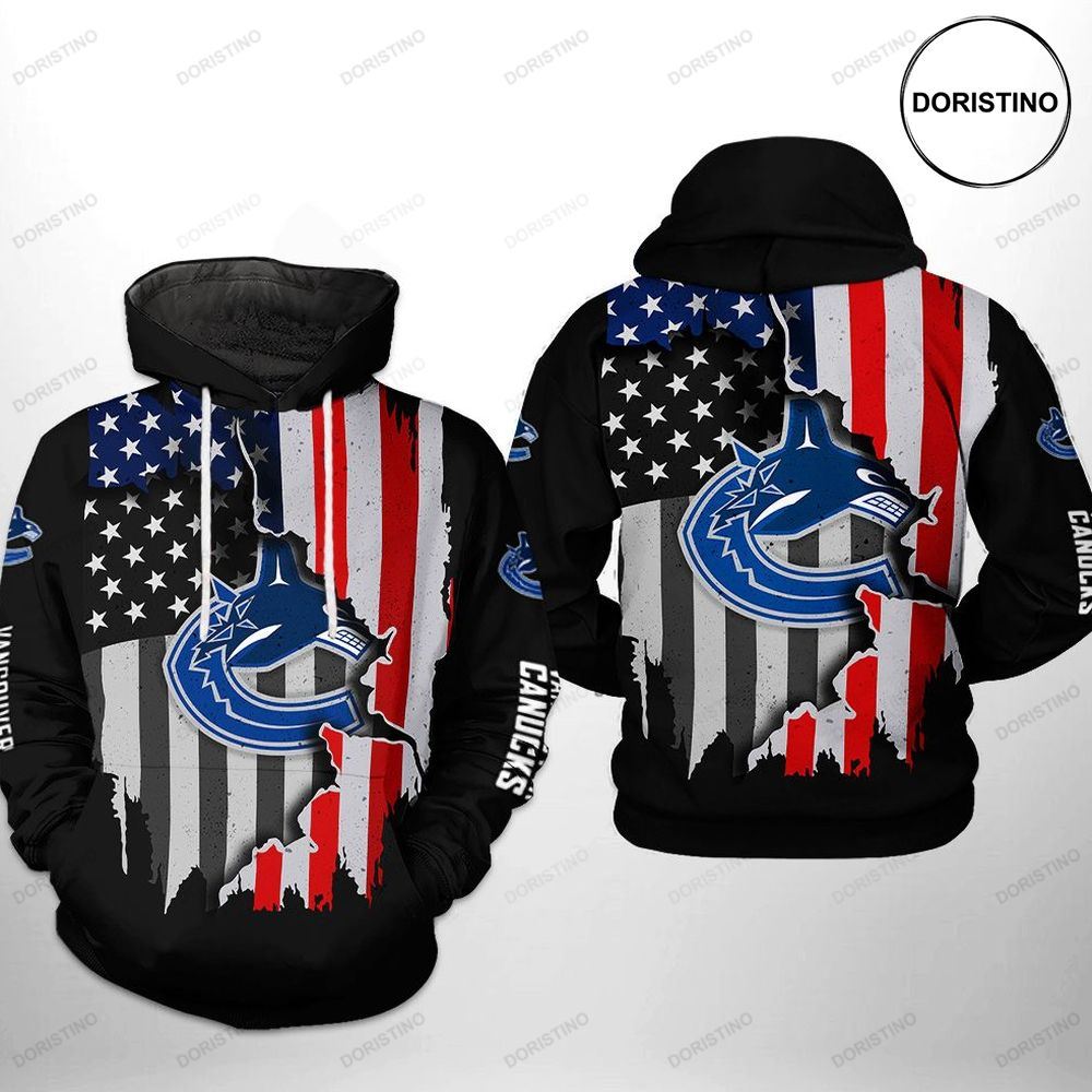 Vancouver Canucks Nhl Us Flag Team Awesome 3D Hoodie