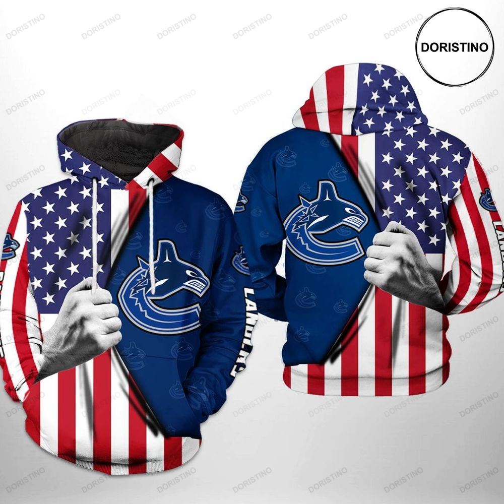 Vancouver Canucks Nhl Us Flag Limited Edition 3d Hoodie