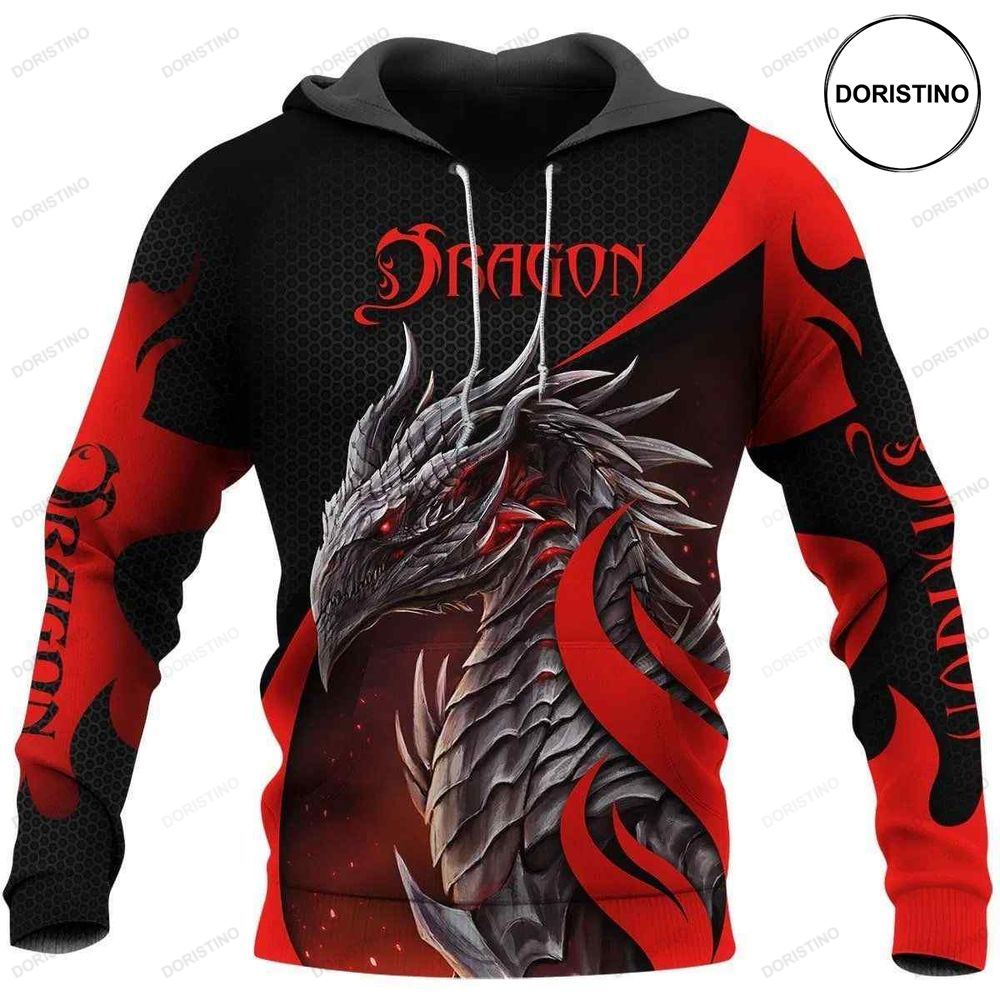 Dragon Red And Black Awesome 3D Hoodie