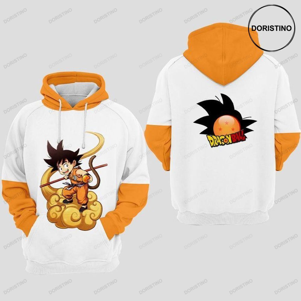 Dragons Ball Young Goku White And Orange Awesome 3D Hoodie