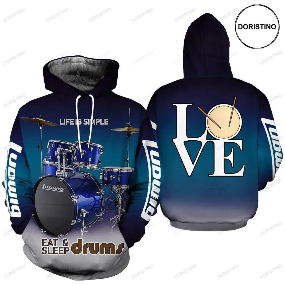Drums Blue Ed Gift All Over Print Hoodie