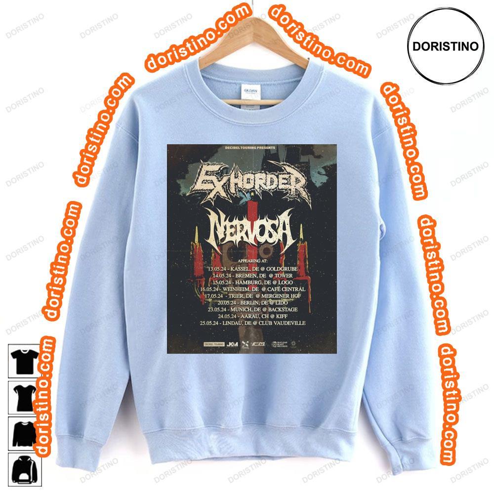 Nervosa X Exhorder Eu Coheadline Tour 2024 Sweatshirt Long Sleeve Hoodie