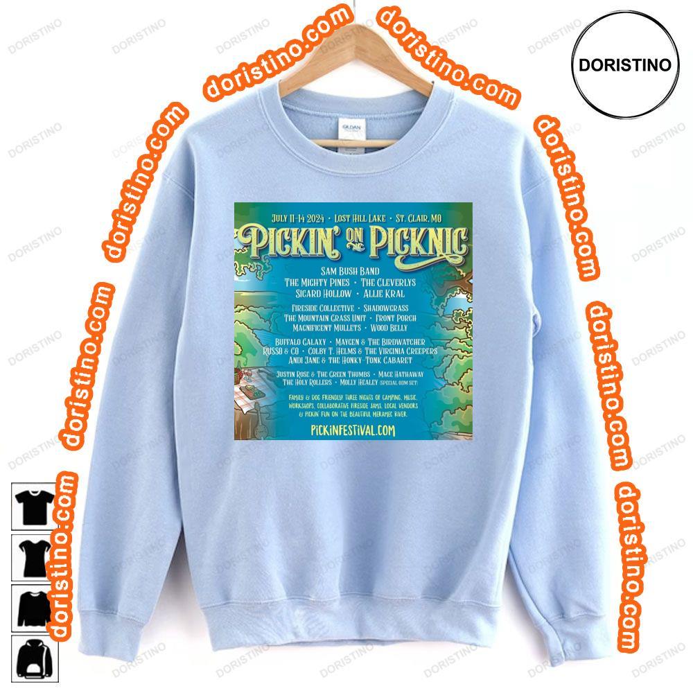 Pickin On Picknic 2024 Sam Bush The Mighty Pines Sweatshirt Long Sleeve Hoodie