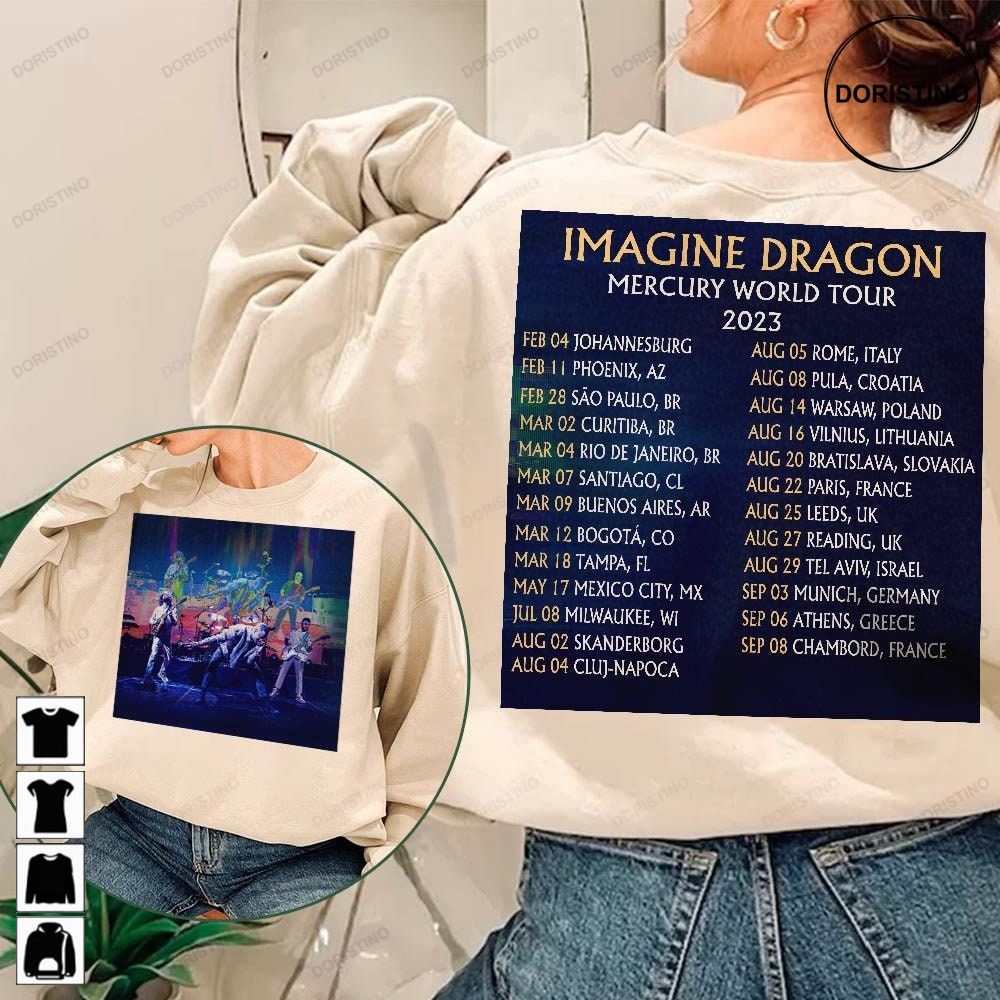 Imagine Dragon Mercury World Tour Dates 2023 World Tour Double Sided World Tour Music 2023 Graphic Tee Unisex Awesome Shirts