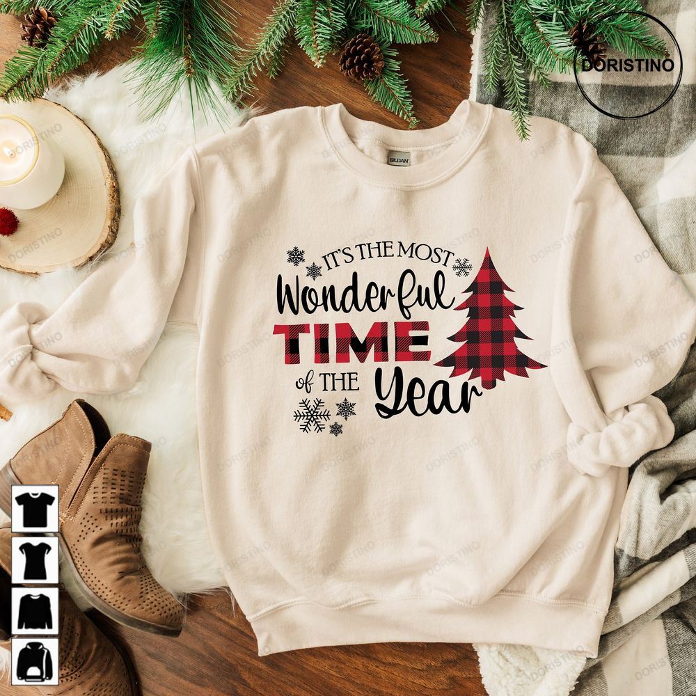 It Is The Most Wonderful Time Of The Year Unisex Crewneck Christmas Tree Vintage Red Christmas Sweat 59drr Awesome Shirts