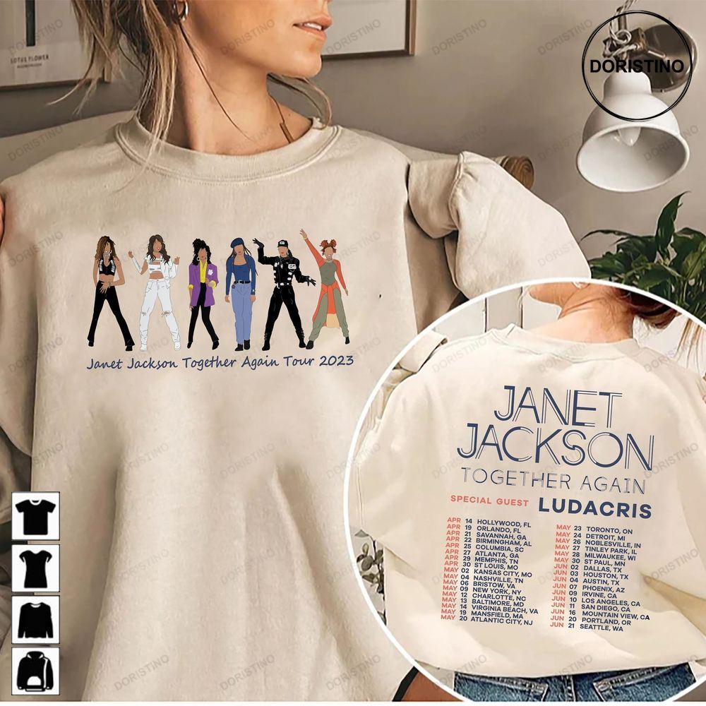 Janet Jackson Together Again Tour 2023 Janet Jackson Janet Tour 2023 Together Again 2023 Tour Limited Edition T-shirts