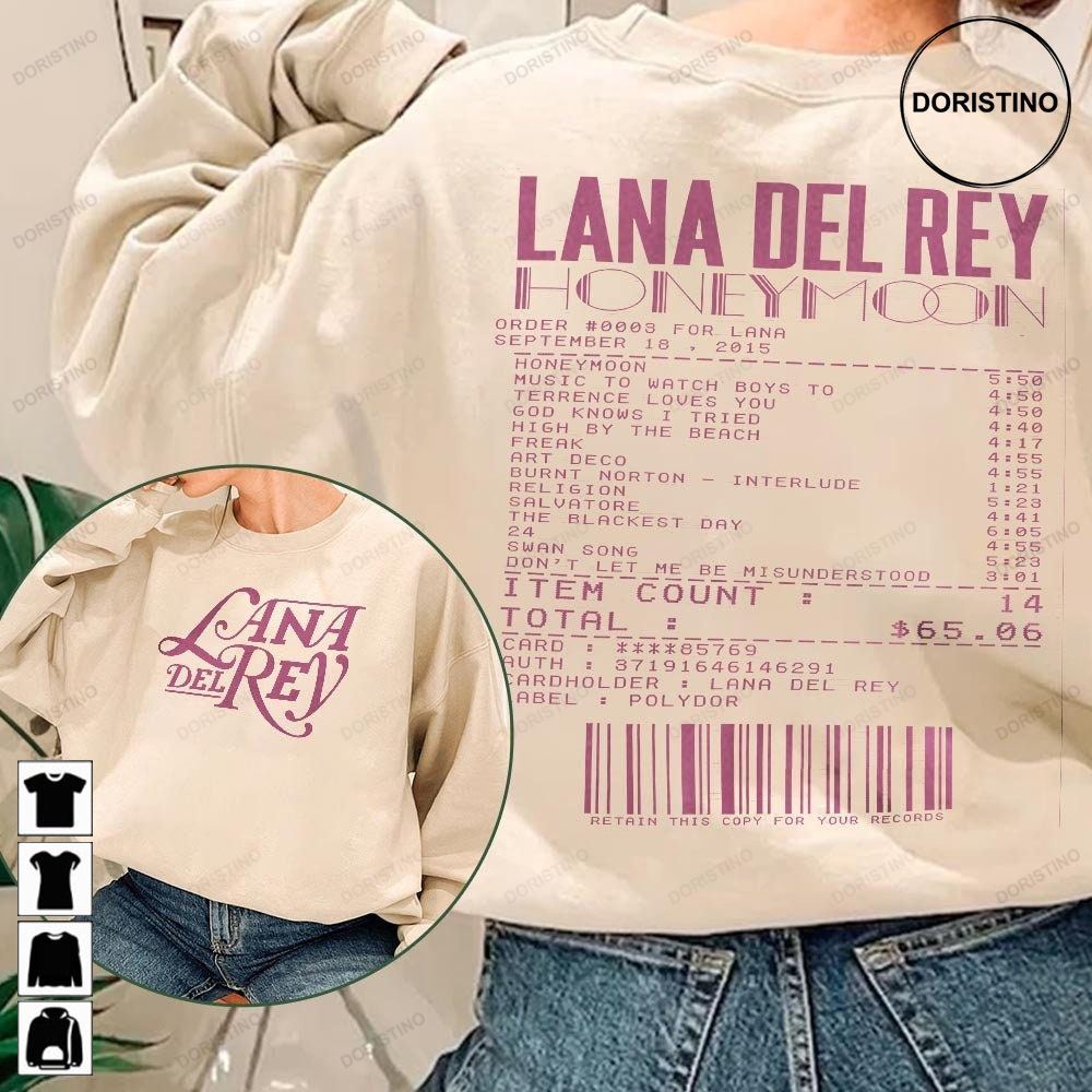 Lana Del Rey Honeymoon Lana Del Rey Honeymoon Album Lana Del Rey Honeymoon Band Mar Unisex Gifts 2 Side Limited Edition T-shirts