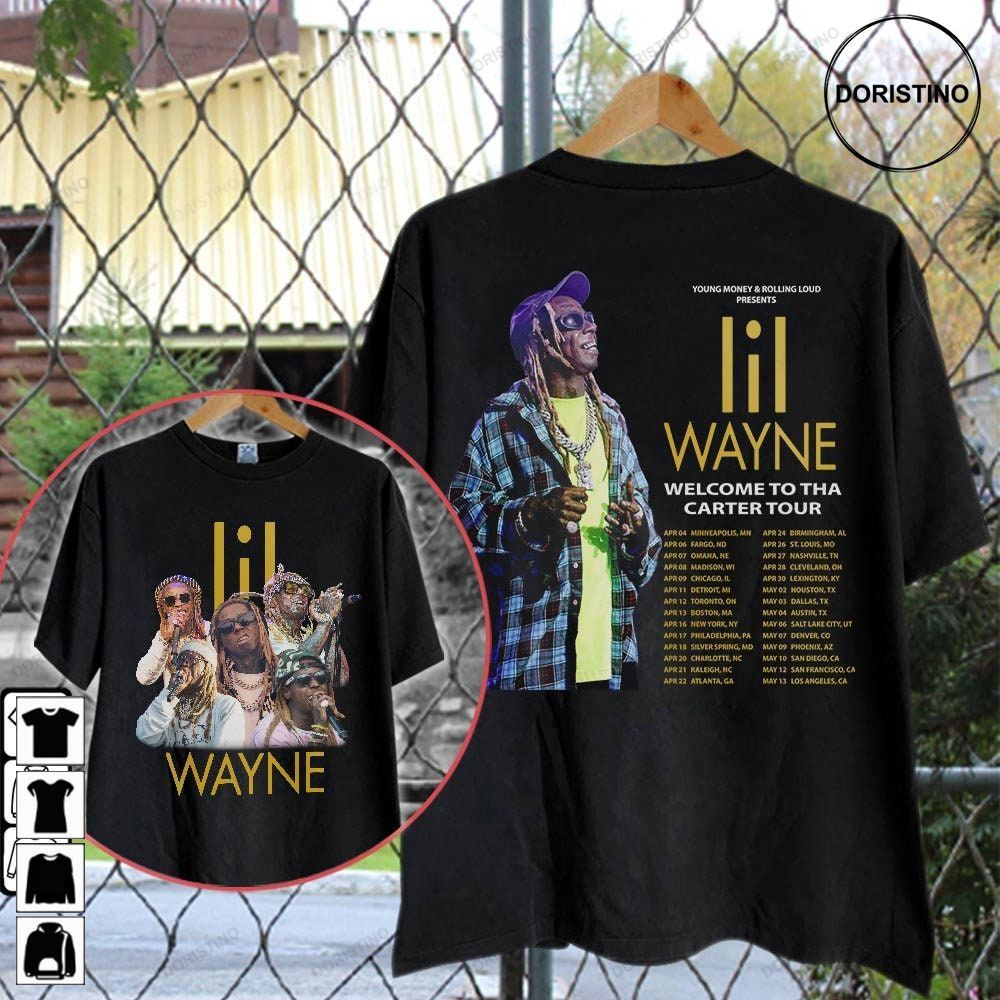 Lil Wayne Rapper The North America Tour 2023 Double Sided The North America World Tour 2023 Retro Graphic Trending Style