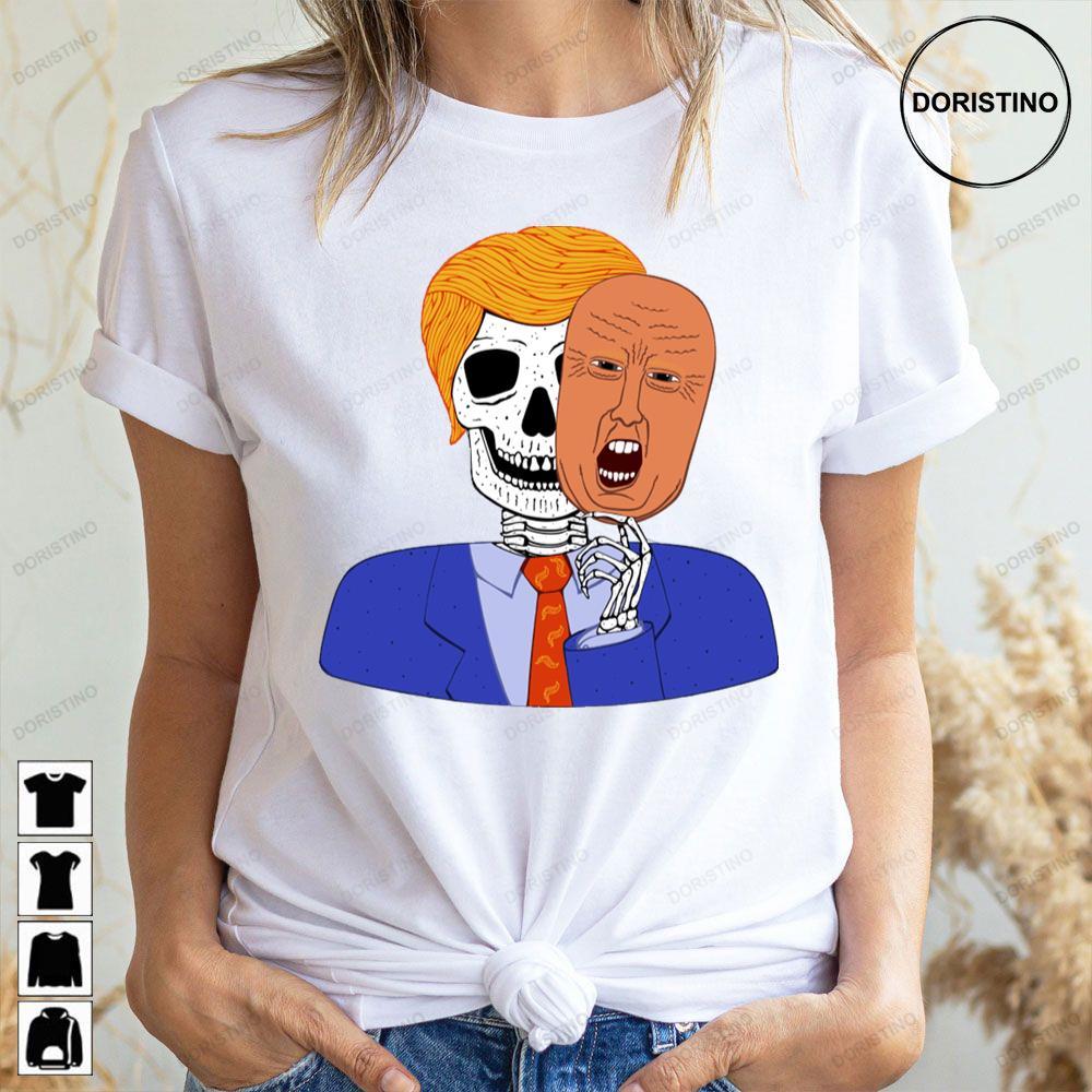 Halloween Skeleton With Scary Trump Mask 2 Doristino Tshirt Sweatshirt Hoodie
