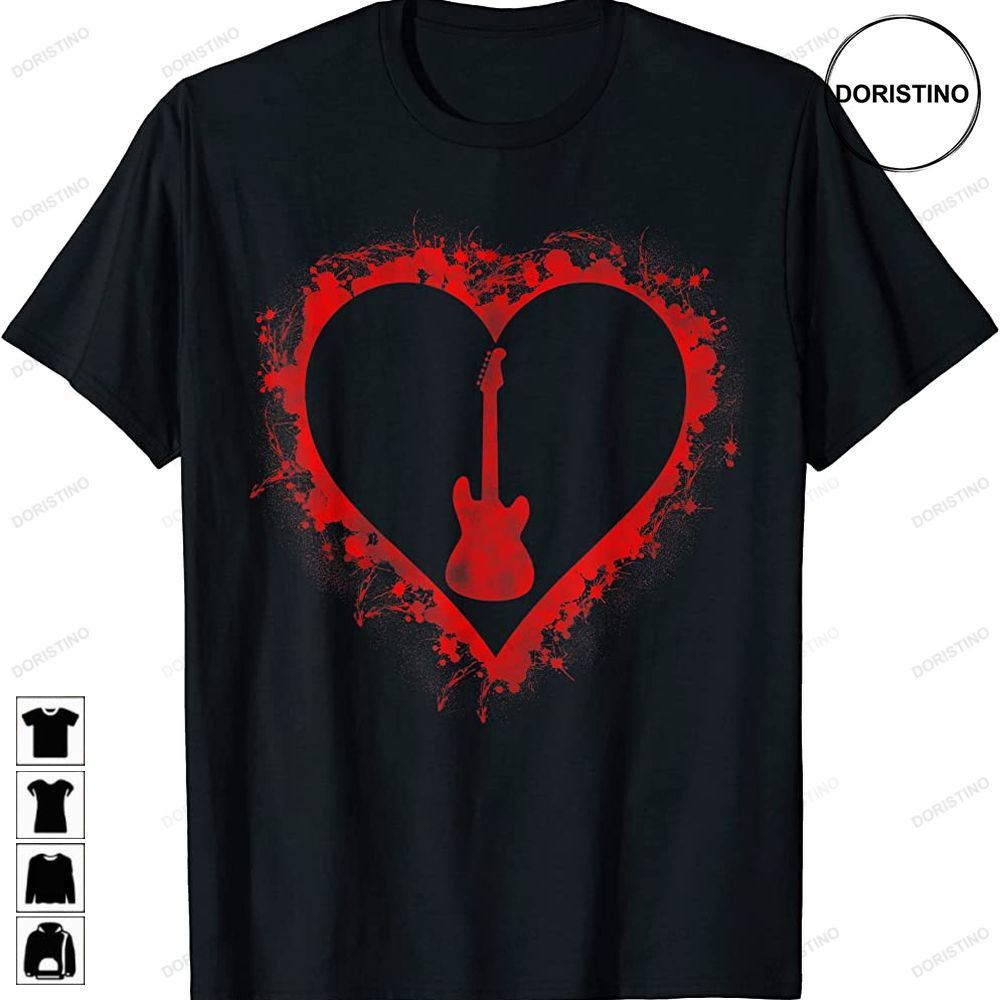 Valentines Day Red Heart Guitar Lovers Musician Boys Girls Limited Edition T-shirts