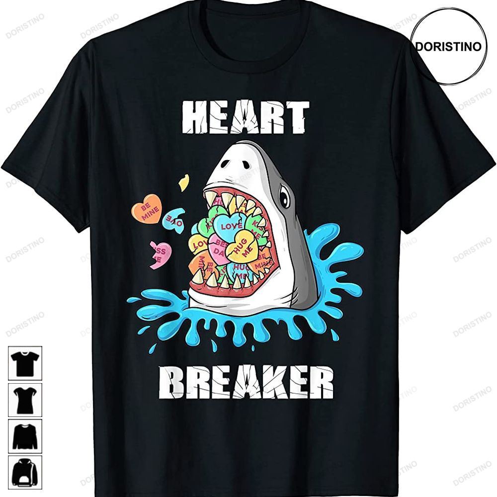 Valentines Day Shark Heart Breaker Funny Boys Kids Awesome Shirts