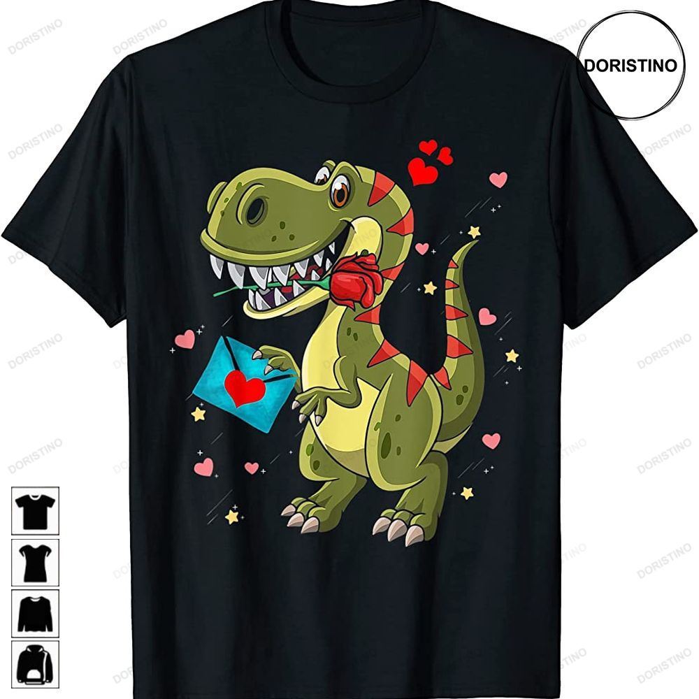 Valentines Day T Rex Dinosaur Sending Love Message To A Half Awesome Shirts