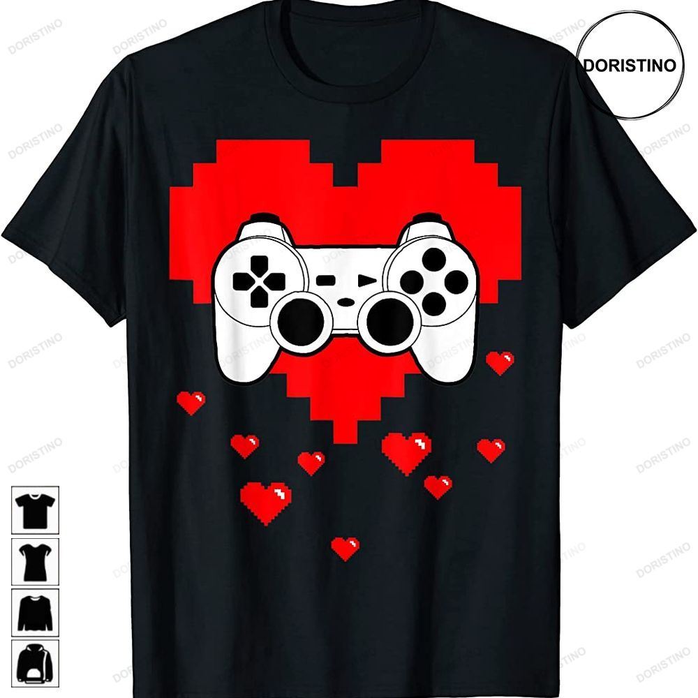 Video Game Controller Heart Valentines Day 2023 Boys Awesome Shirts