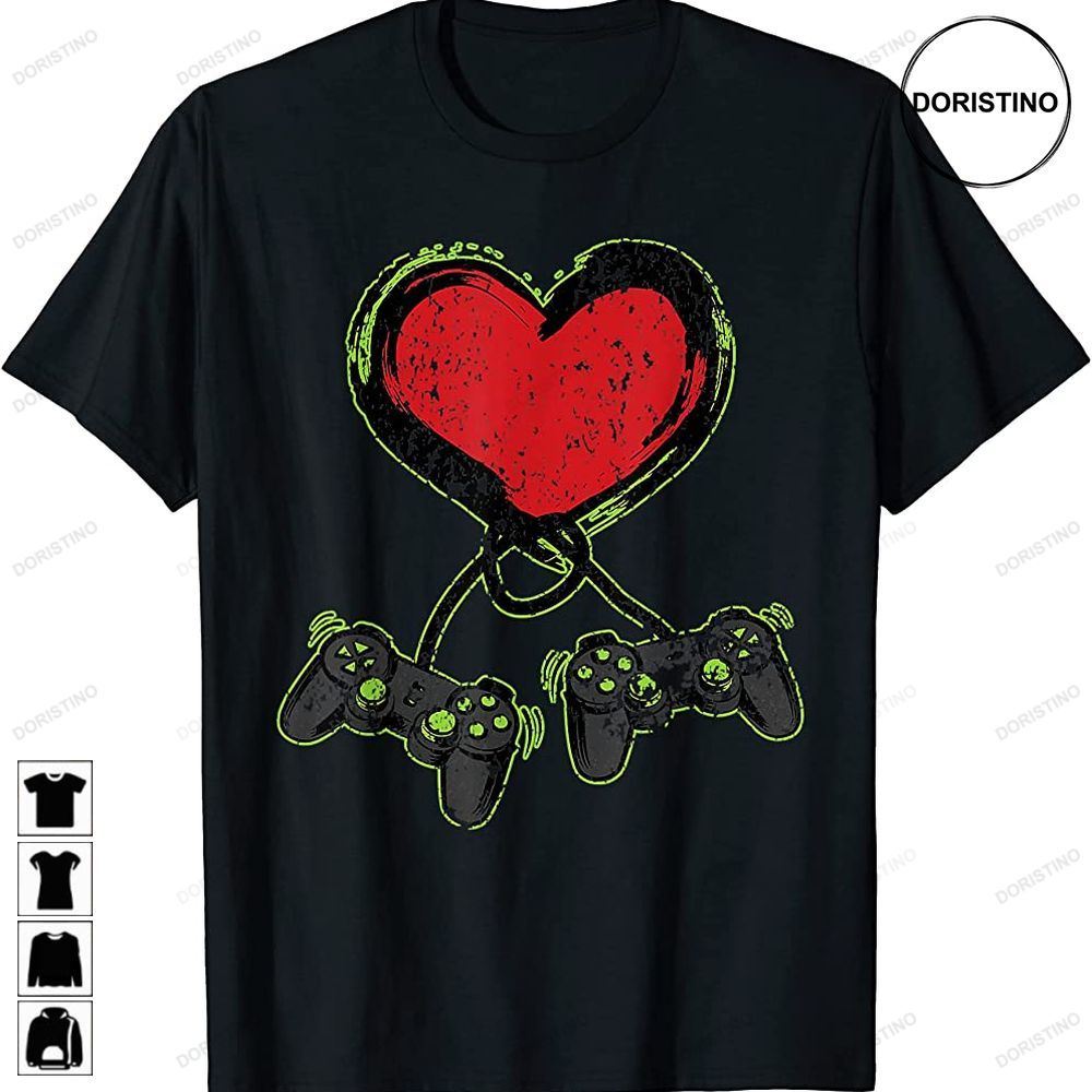 Video Game Heart Controller Valentines Day Kids Boys Awesome Shirts