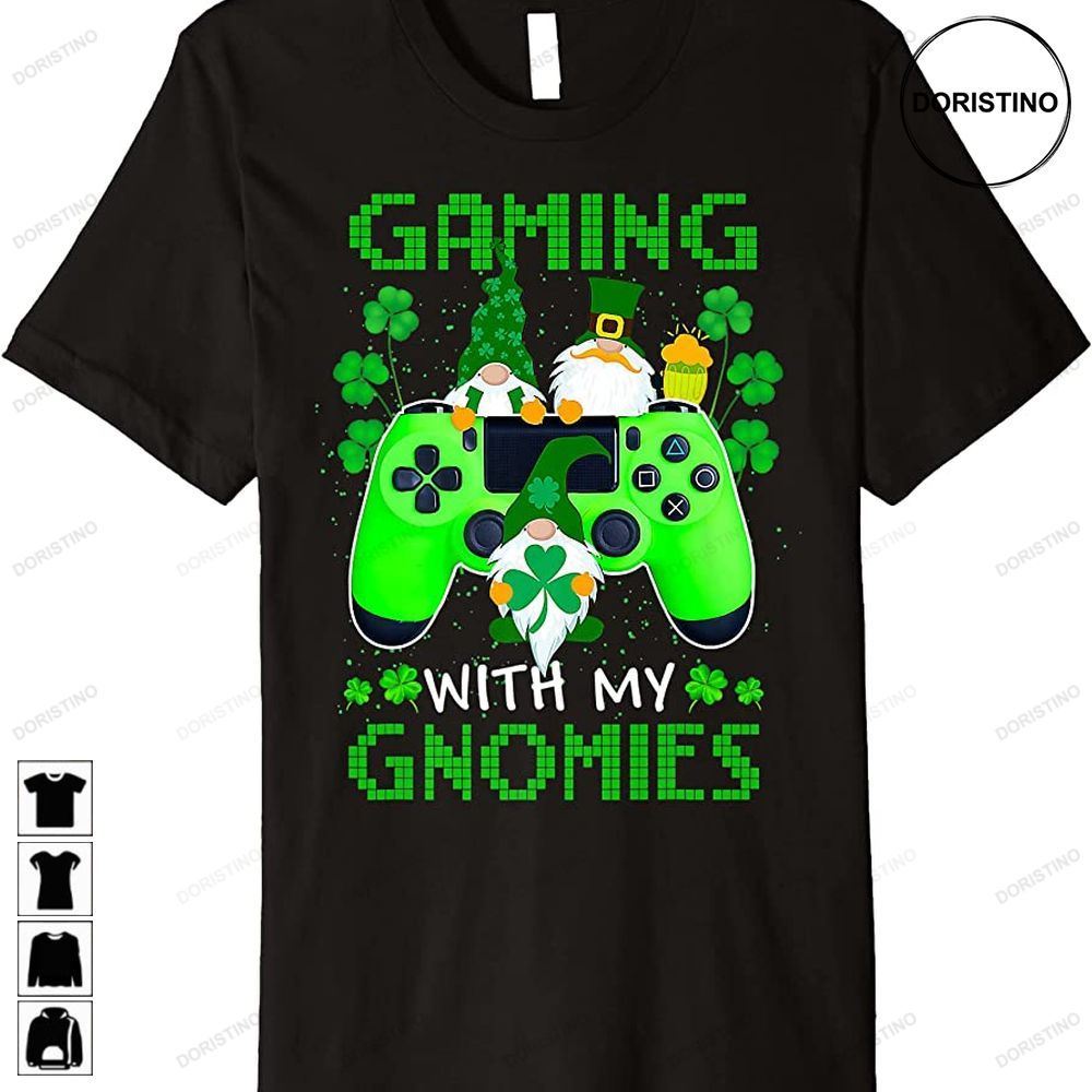 Video Game Shamrock Hat Gaming With My Gnomies Patricks Day Premium Trending Style