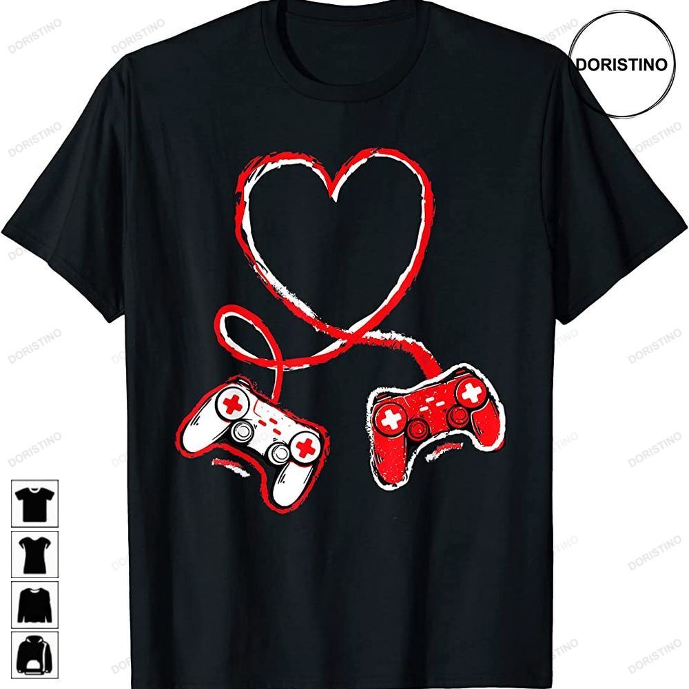 Video Gamer Valentines Day Gamer Boy Girl Controllers Heart Awesome Shirts