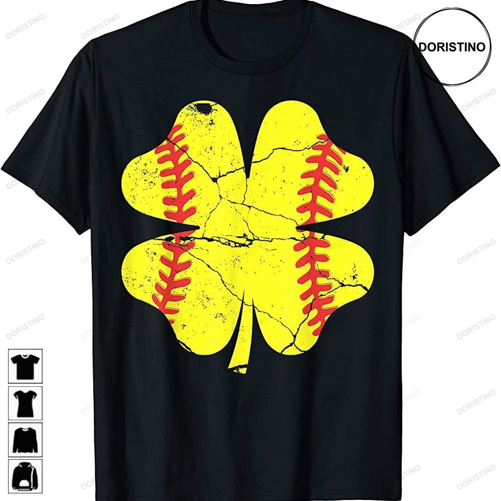 Vintage Shamrock Softball St Patricks Day Womens Girls Awesome Shirts