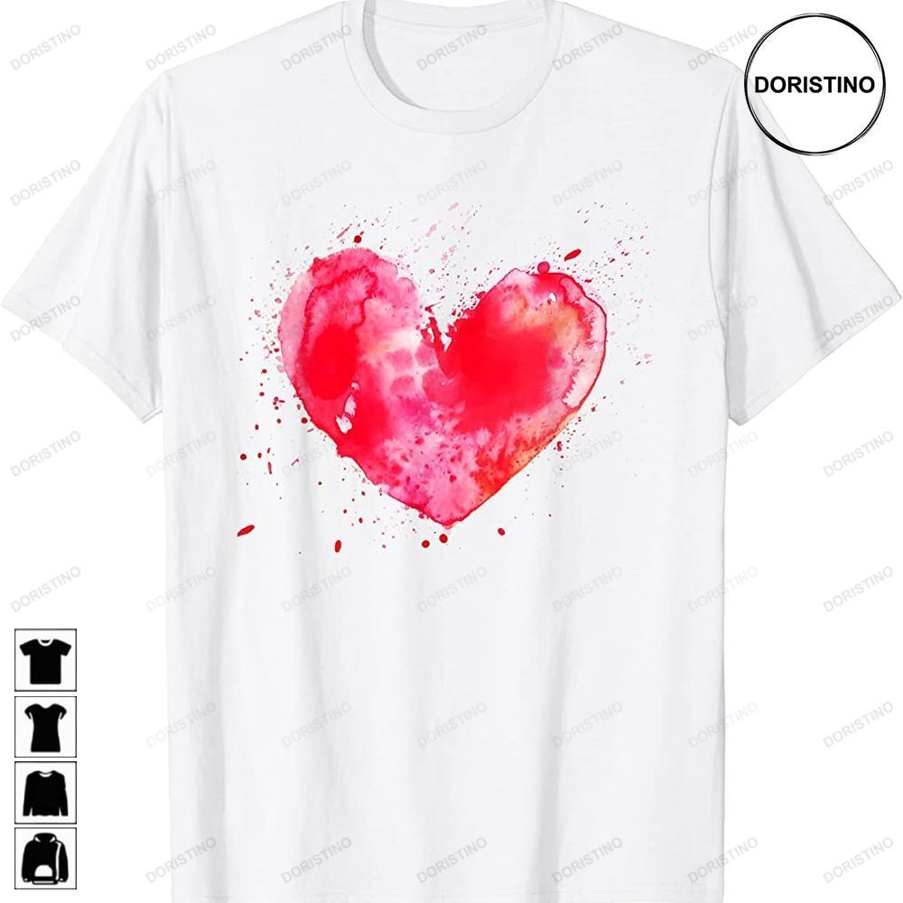 Watercolor Love Heart Graphic Valentines Day Women Girls Limited Edition T-shirts