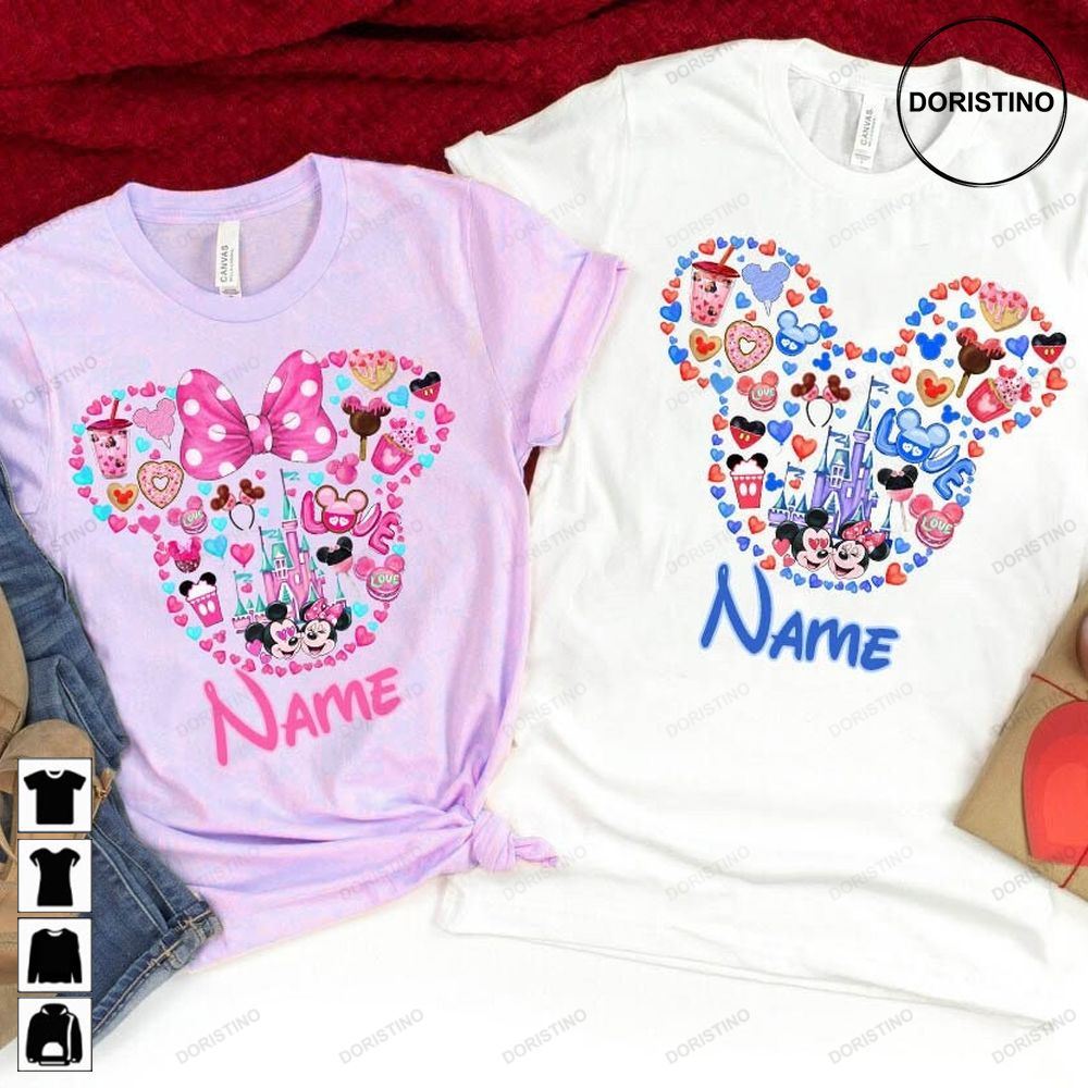 Mickey And Minnie Couple Disney Valentine Disney Limited Edition T-shirts